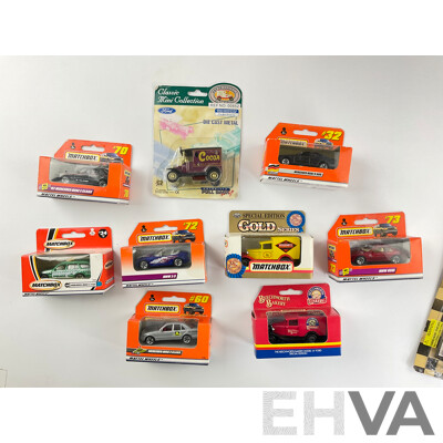 Vintage Matchbox Carry Case, Boxed Matchbox 1990's Cars and Trucks, Limited Edition NASCAR and NFL Cars