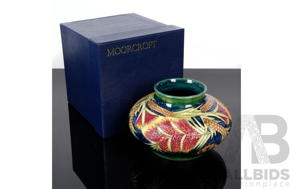 Moorcroft Limited Edition 69 of 200 for James Macintyre Porcelain Malahide Bottle Brush Vase, 1995, in Original Box