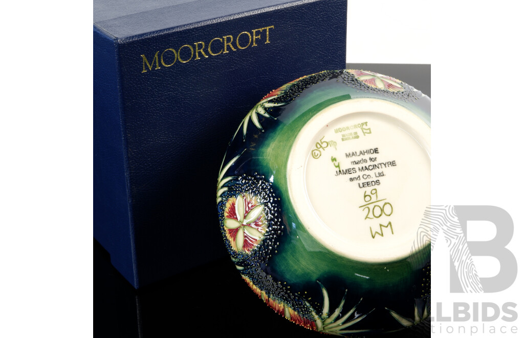 Moorcroft Limited Edition 69 of 200 for James Macintyre Porcelain Malahide Bottle Brush Vase, 1995, in Original Box