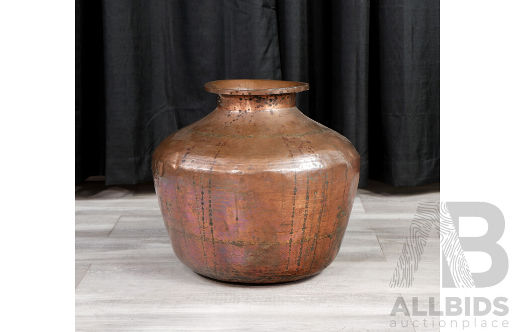 Large Hand Beaten Copper Vessel