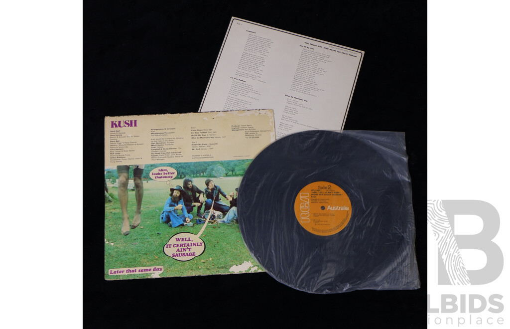 Rare Vinyl LP Record of Australian Interest, Nah Tellus Wht Kush Means Yer Great Sausage, VPL 1 007 1, 1975, RCA, with Original Lyrics Insert