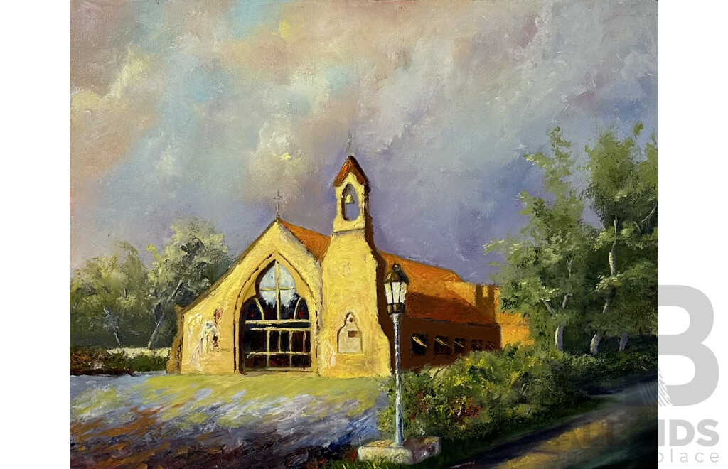 Lazo Stankovic, (20th Century, Australian), Ainslie Church, Oil on Canvas, 41 X 51 Cm