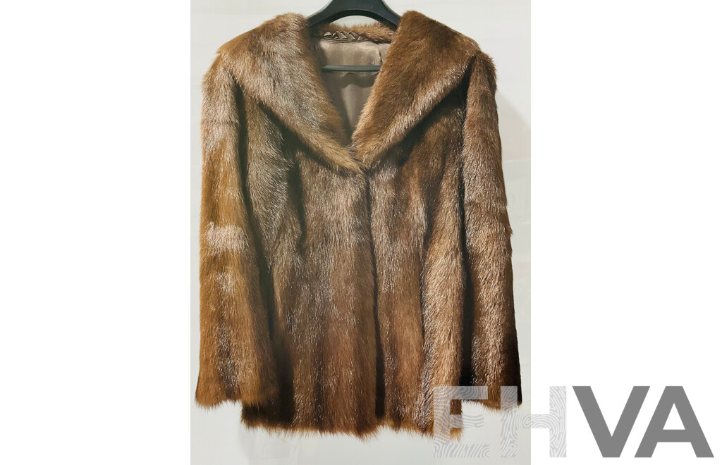 Vintage Fully Lined Fur Coat with Two Hidden Pockets and One Hook Hidden Closure