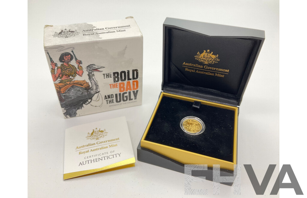 Australian RAM 2019 Ten Dollar Gold Proof Coin, the Bold the Bad and the Ugly - Birdman of the Coorong .999