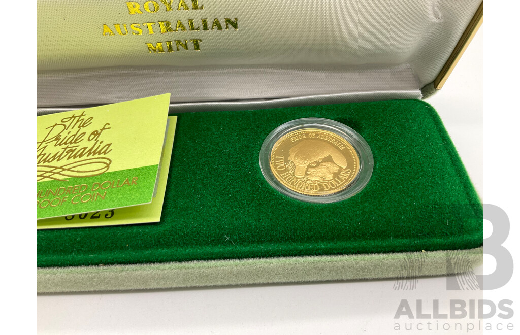 Australian RAM 1990 Two Hundred Dollar Gold Proof Coin the Pride of Australia .916