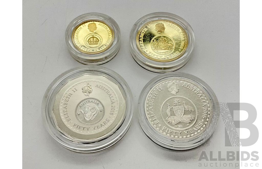 Australian 2016 Fifty Years of Decimal Curreny UNC Coin Set and 2014 Silver Two Dollar Coin Case