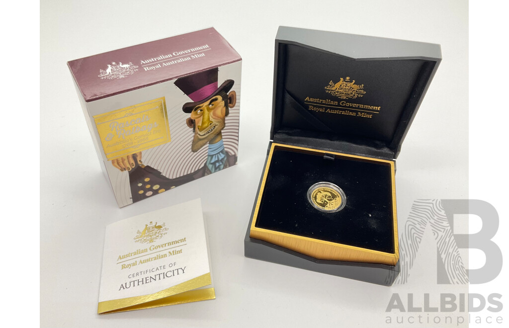 Australian RAM 2018 Ten Dollar Gold 'C' Mint Marked Proof Coin, Rascals and Ratbags .999