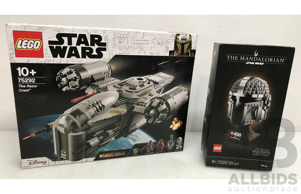 Lego Star Wars - the Razor Crest 75292 and the Mandalorian Helmet 75328 - Lot of 2