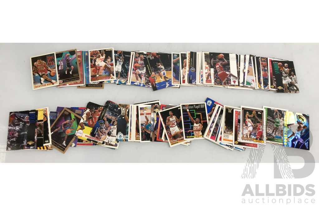 Collection of NBA Cards From the 90s with Playing Card Box