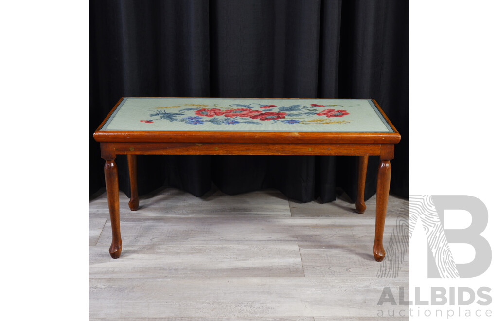 Vintage Coffee Table with Needle Point Top