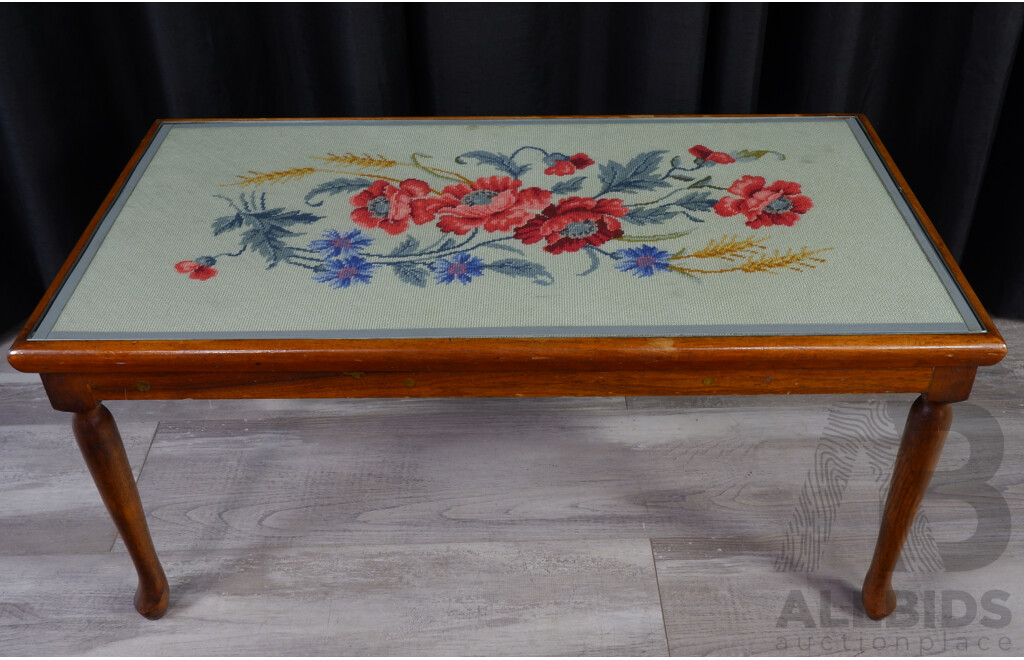 Vintage Coffee Table with Needle Point Top