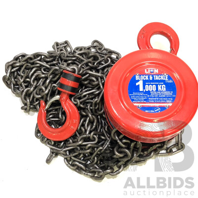 Lion One Tonne Chain Lift Block and Tackle(2.5 Meters)