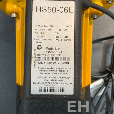 DAVEY HS50-06L Pressure Pump - ORP $840.00