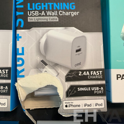 Assorted of  CREST Charger/Cable , PANTONE Wireless Charger ,LIQUID EARS Earphones - Lot of 16