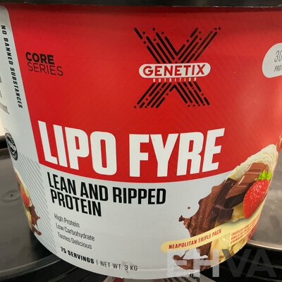 GENETIX LIPO FYRE Lean and Ripped Protein 3 KG - Lot of 3