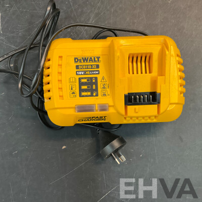 DEWALT DCF887 Impact Driver & DCD996 Hammer Combi Drill & DCN660 Finisher Nailer with 2 X6Ah 18V Battery and 1x Changer