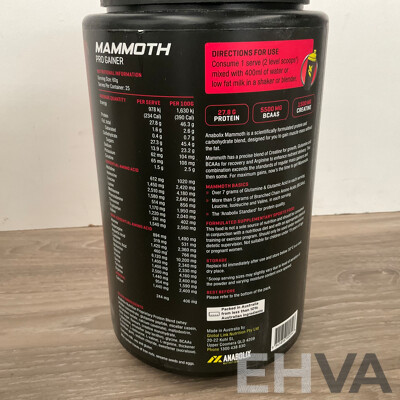 MAMMOTH Pro Gainer by Anabolix Nutrition - Lot of 7