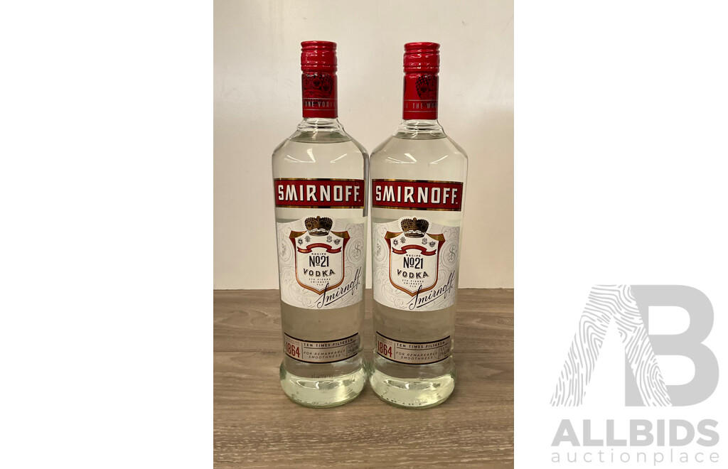 SMIRNOFF Red Vodka 1L - Lot of 2