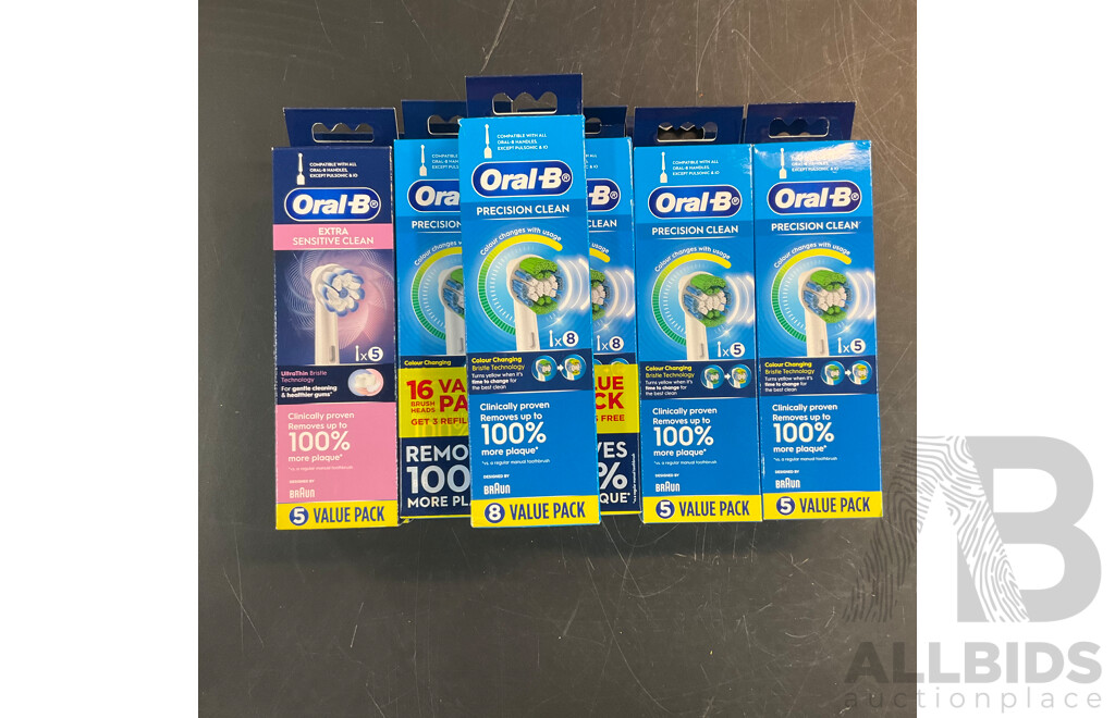 ORAL- B Electric Toothbrush Refills 5Pack & 8Pack & GILLETTE Fusion5 Shaving Razor - Lot of 17