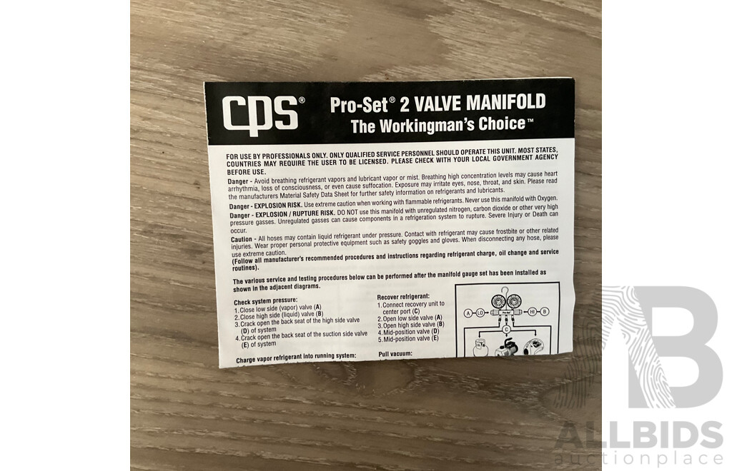 CPS Pro-Set 2 Valve Manifold