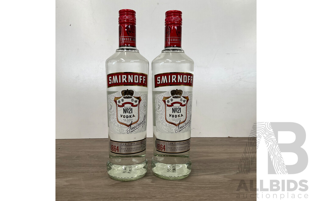 SMIRNOFF Red Vodka 700mL - Lot of 2