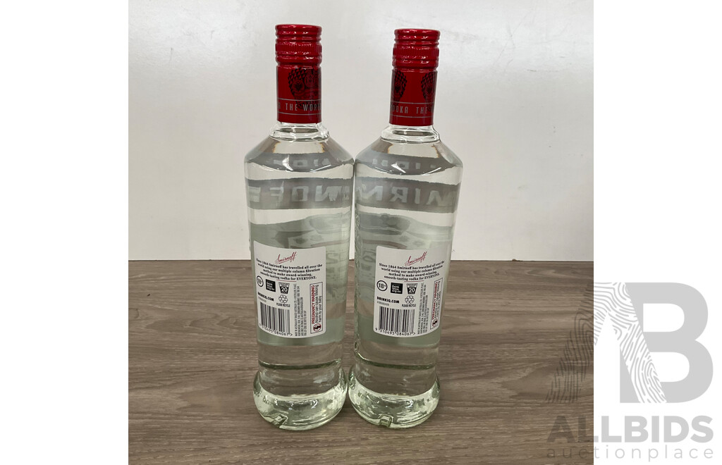 SMIRNOFF Red Vodka 700mL - Lot of 2