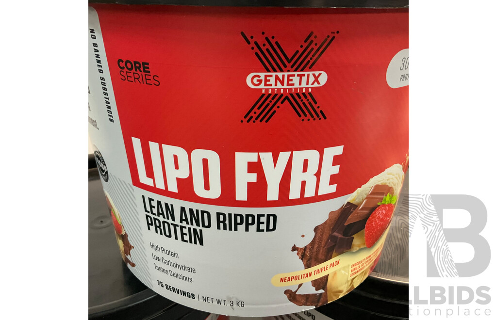 GENETIX LIPO FYRE Lean and Ripped Protein 3 KG - Lot of 3