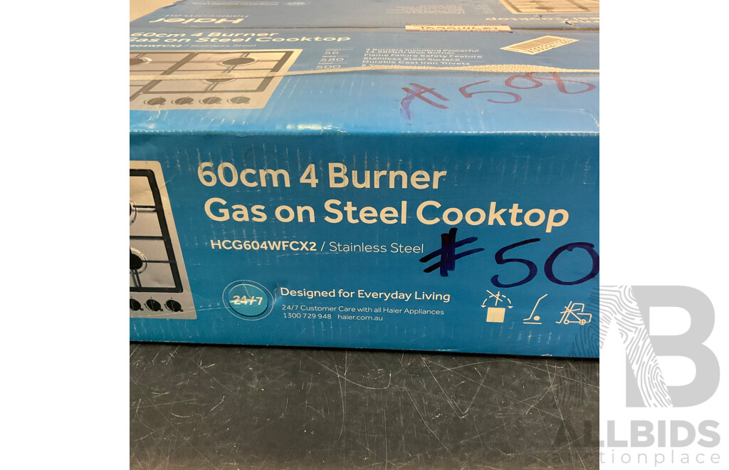 HAIER 60Cm 4 Burner Gas on Steel Cooktop