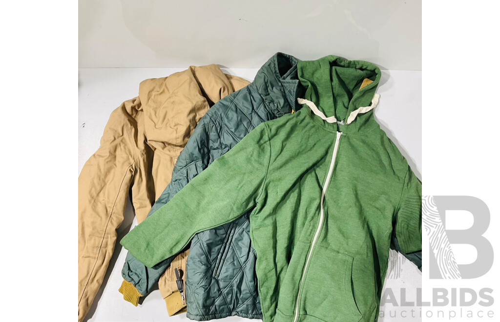 Quantity of Three Jackets, Vintage and Other, and a Hoodie - Mossimo Sz L, Blaq Melbourne Sz L, Fire Bird Parka Sz M and Kenji Hoodie with Tag Sz M