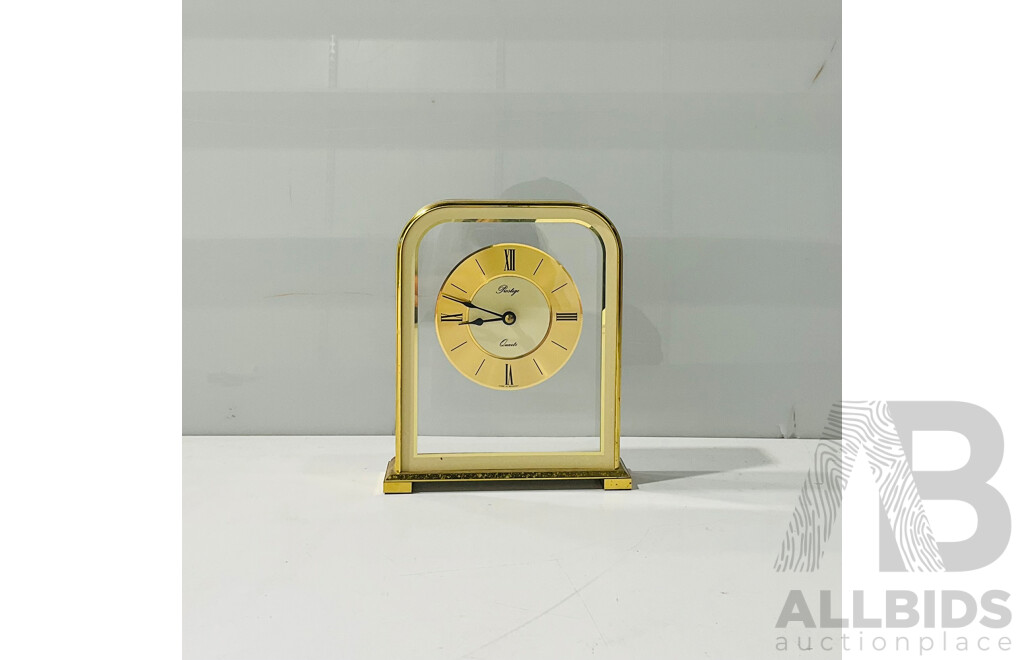 Prestige Quartz Gold Tone Desk Clock, Made in Germany