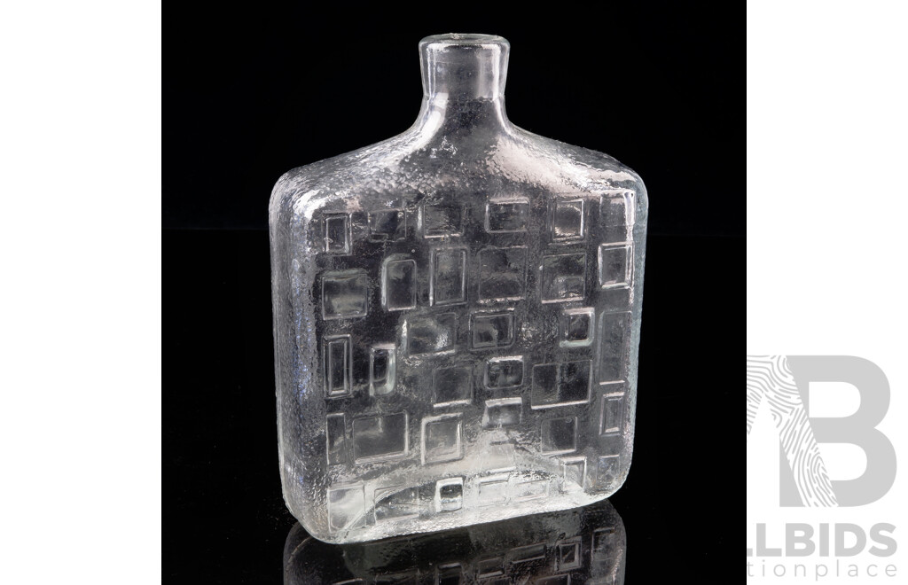 Very Retro Italian Empoli Style Glass Bottle with Textured Pattern