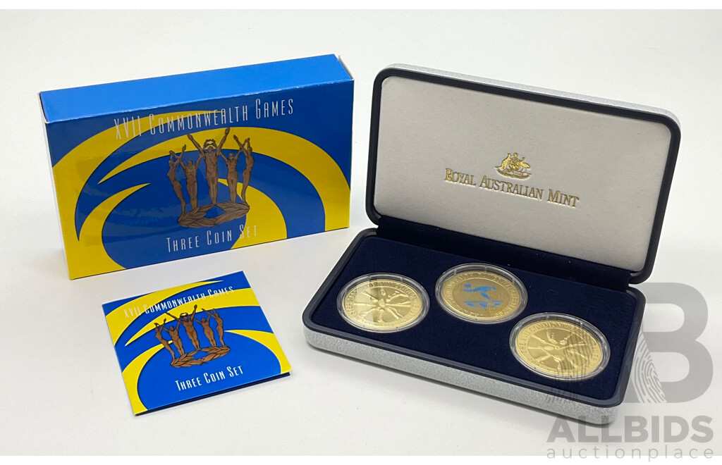 Australian RAM 2002 Three Five Dollar Commemorative Coin Set, XVII Commonwealth Games