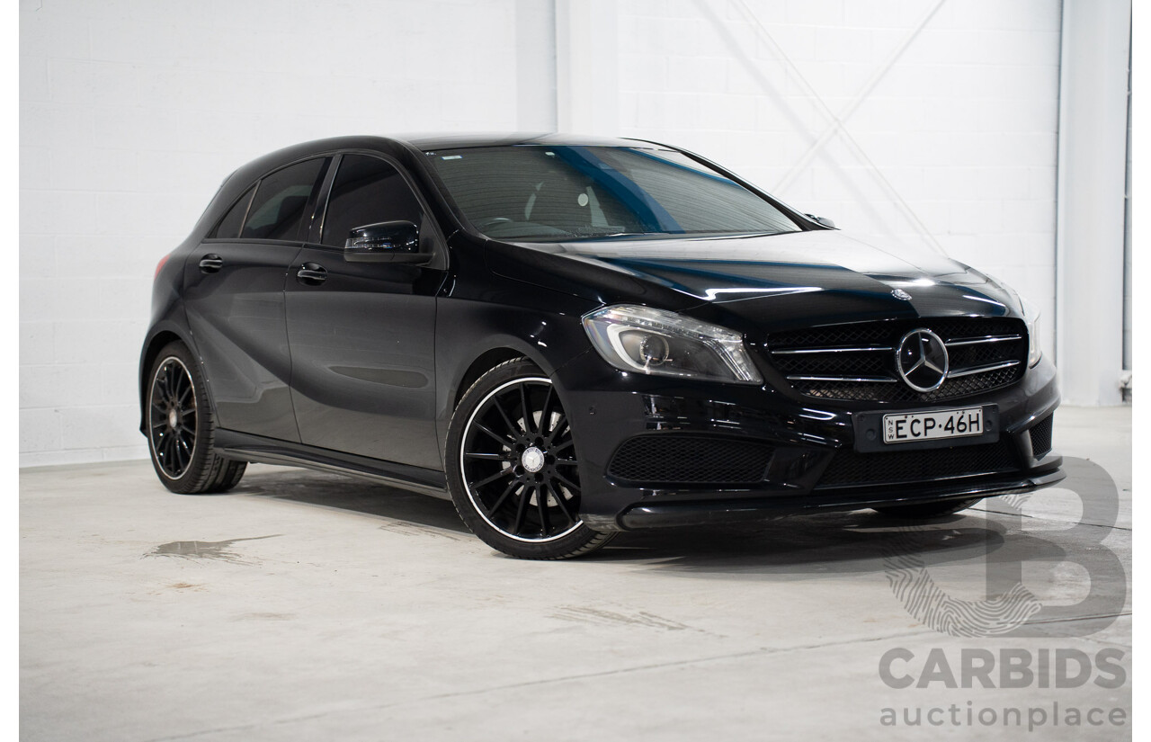 1/2015 Mercedes Benz A200 BE 176 AMG Pack MY15 5d Hatchback Cosmos Black Metallic Turbo 1.6L
