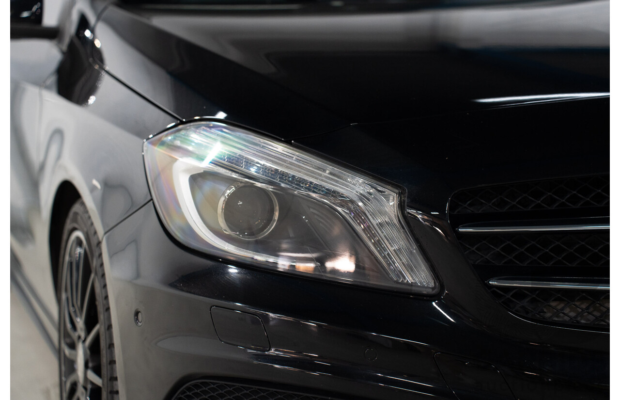 1/2015 Mercedes Benz A200 BE 176 AMG Pack MY15 5d Hatchback Cosmos Black Metallic Turbo 1.6L
