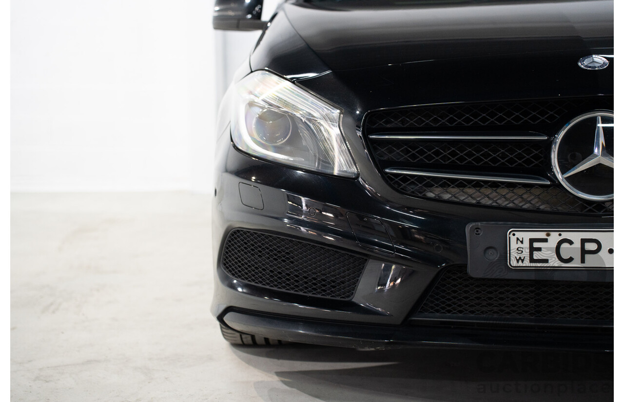 1/2015 Mercedes Benz A200 BE 176 AMG Pack MY15 5d Hatchback Cosmos Black Metallic Turbo 1.6L