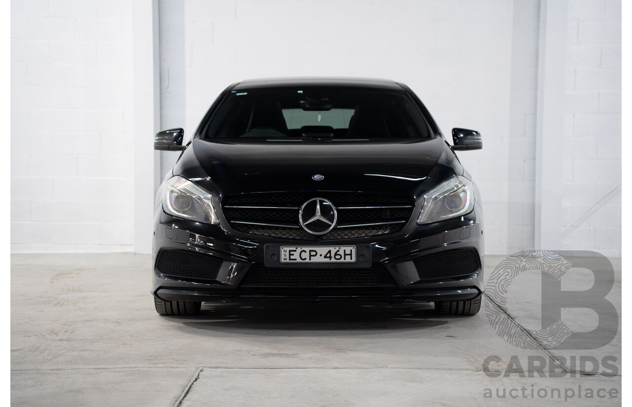 1/2015 Mercedes Benz A200 BE 176 AMG Pack MY15 5d Hatchback Cosmos Black Metallic Turbo 1.6L