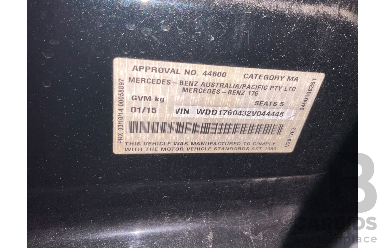 1/2015 Mercedes Benz A200 BE 176 AMG Pack MY15 5d Hatchback Cosmos Black Metallic Turbo 1.6L