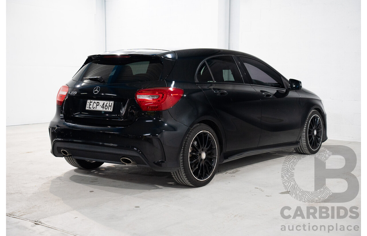 1/2015 Mercedes Benz A200 BE 176 AMG Pack MY15 5d Hatchback Cosmos Black Metallic Turbo 1.6L