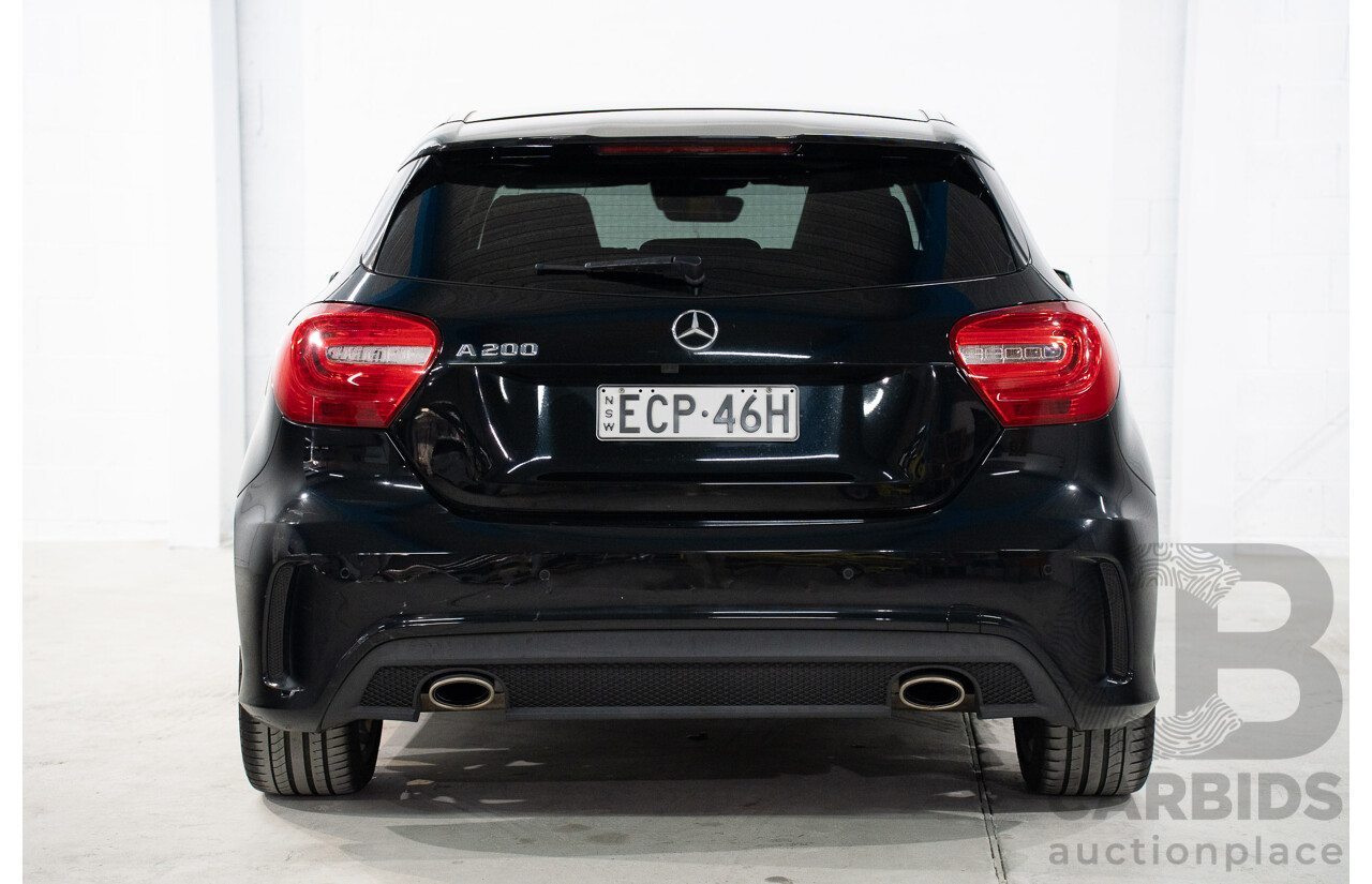 1/2015 Mercedes Benz A200 BE 176 AMG Pack MY15 5d Hatchback Cosmos Black Metallic Turbo 1.6L