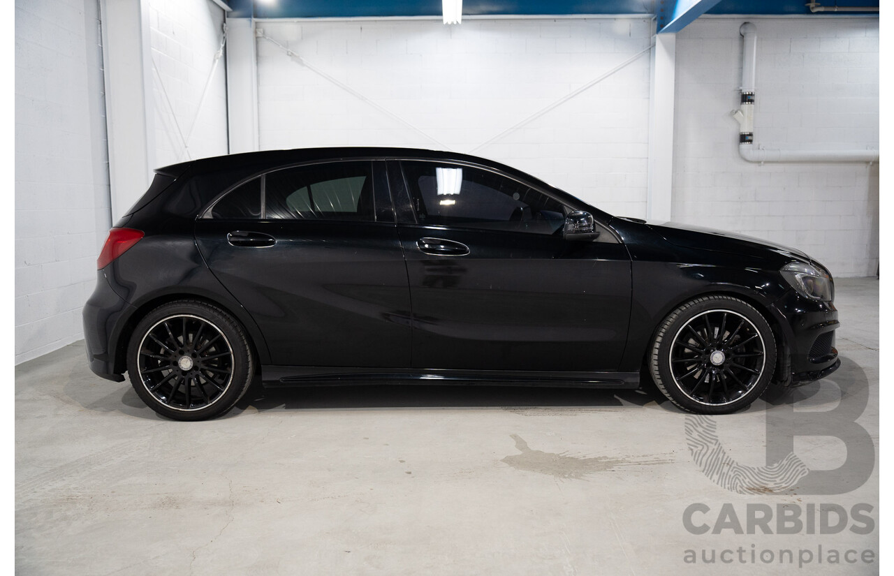 1/2015 Mercedes Benz A200 BE 176 AMG Pack MY15 5d Hatchback Cosmos Black Metallic Turbo 1.6L