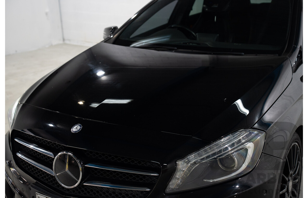1/2015 Mercedes Benz A200 BE 176 AMG Pack MY15 5d Hatchback Cosmos Black Metallic Turbo 1.6L