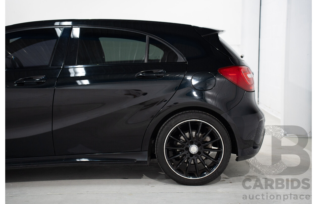1/2015 Mercedes Benz A200 BE 176 AMG Pack MY15 5d Hatchback Cosmos Black Metallic Turbo 1.6L