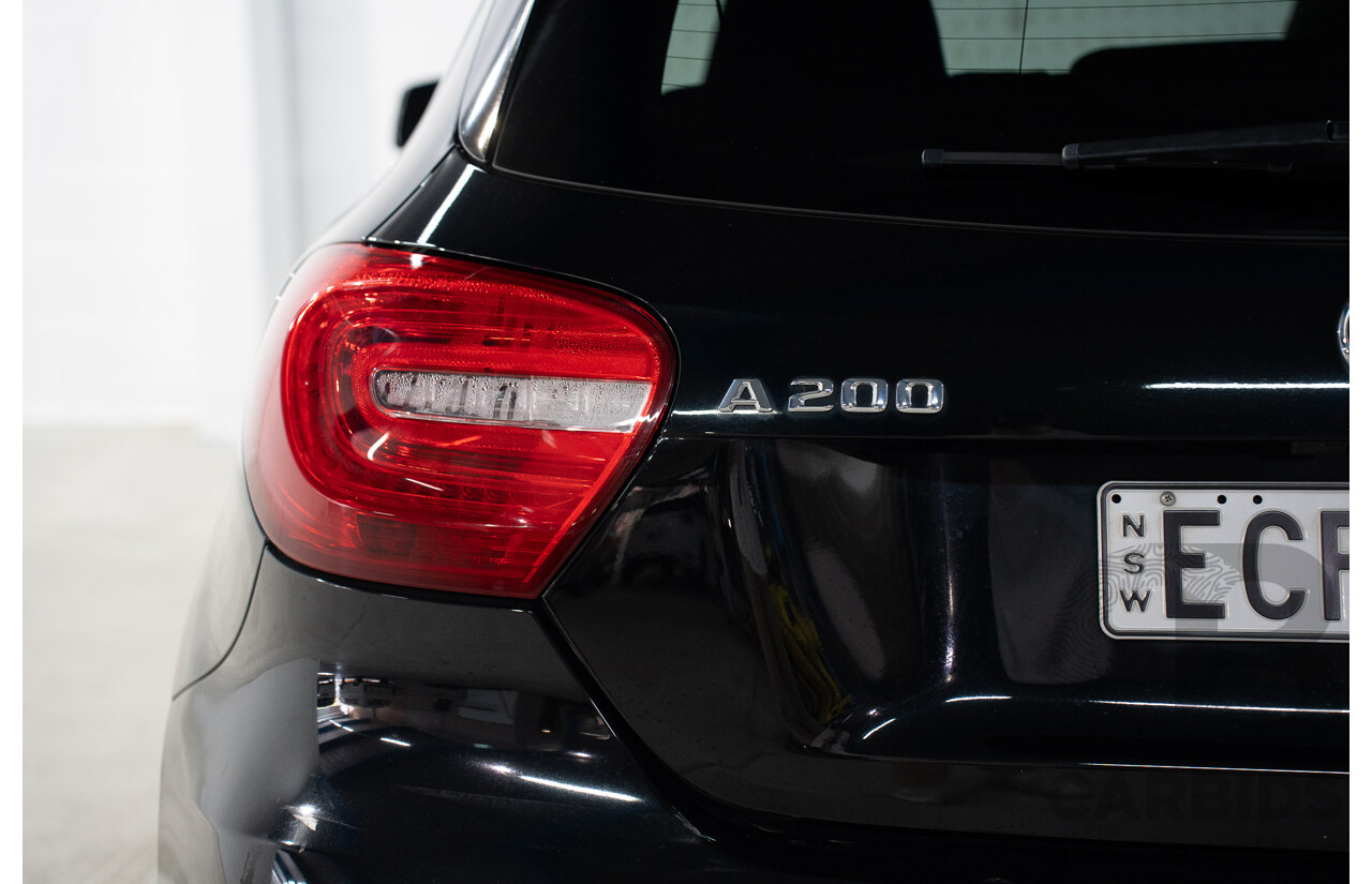 1/2015 Mercedes Benz A200 BE 176 AMG Pack MY15 5d Hatchback Cosmos Black Metallic Turbo 1.6L