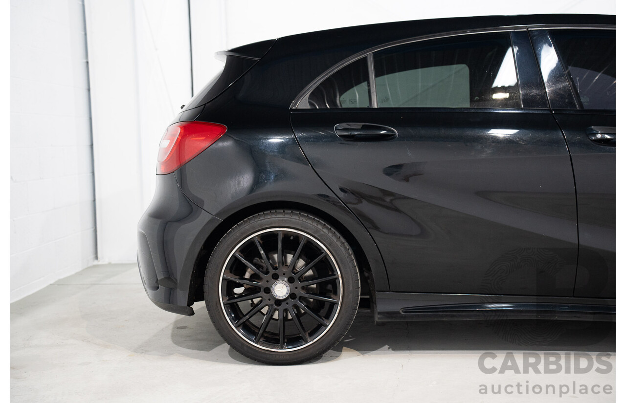 1/2015 Mercedes Benz A200 BE 176 AMG Pack MY15 5d Hatchback Cosmos Black Metallic Turbo 1.6L