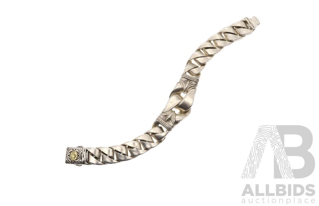 SCOTT KAY 18ct Yellow Gold & Sterling Silver .925 Guardian Collection Bracelet, 22cm, 185 Grams