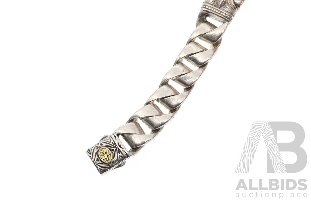 SCOTT KAY 18ct Yellow Gold & Sterling Silver .925 Guardian Collection Bracelet, 22cm, 185 Grams