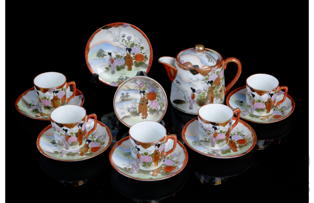 Vintage Japanese Hand Painted Geisha Themed Tea Set