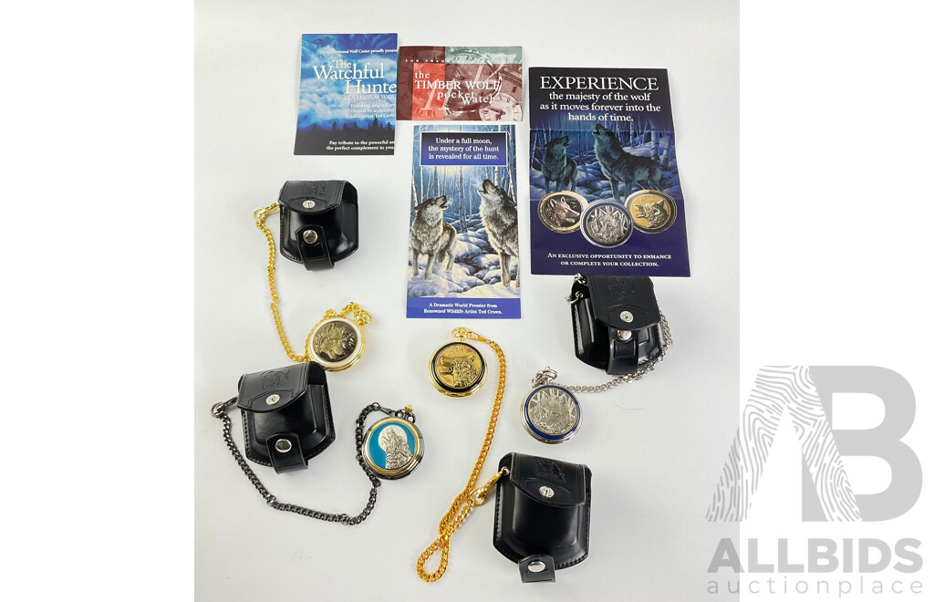 Franklin Mint Spirit of the Wolf Collector Pocket Watches