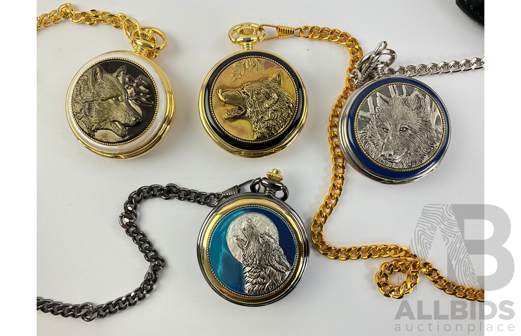 Franklin Mint Spirit of the Wolf Collector Pocket Watches