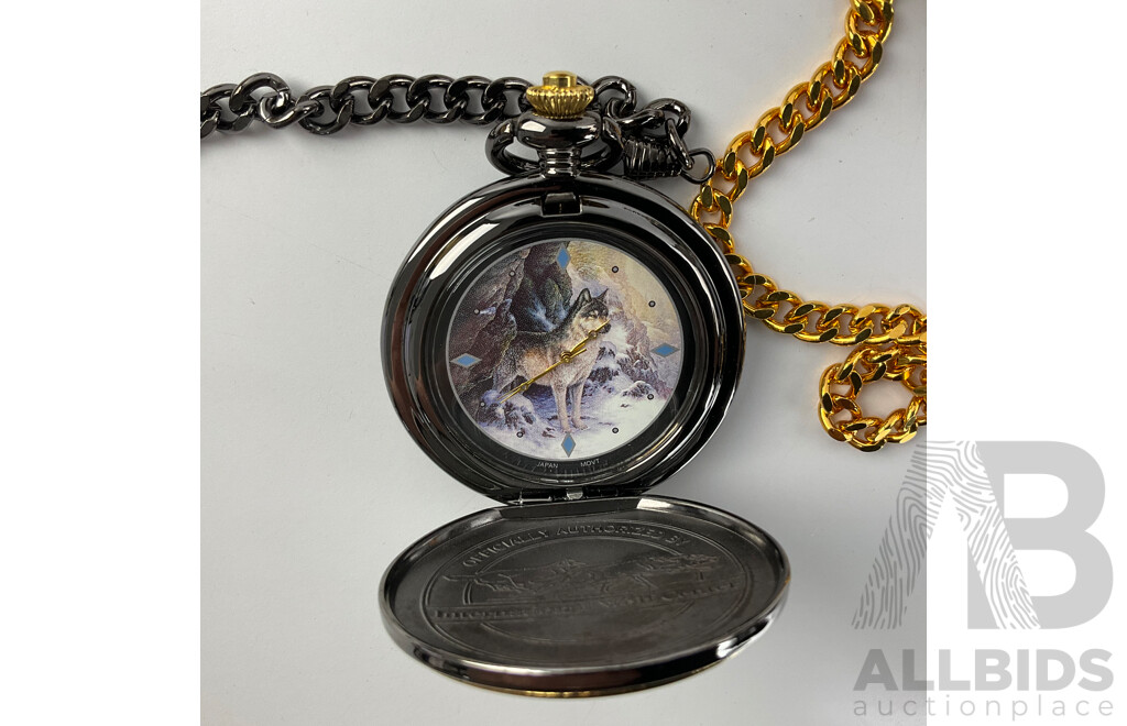 Franklin Mint Spirit of the Wolf Collector Pocket Watches